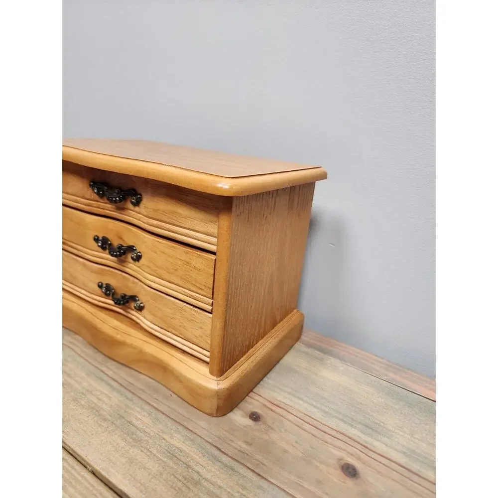 Vintage Croft & Barrow Wooden Jewelry Box Chest 2 Drawer Organizer